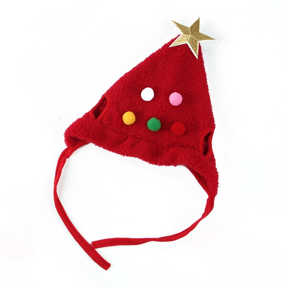 Festive Dog Hat - Plush Christmas Cap with Gold Trim for Dogs to Wear 9