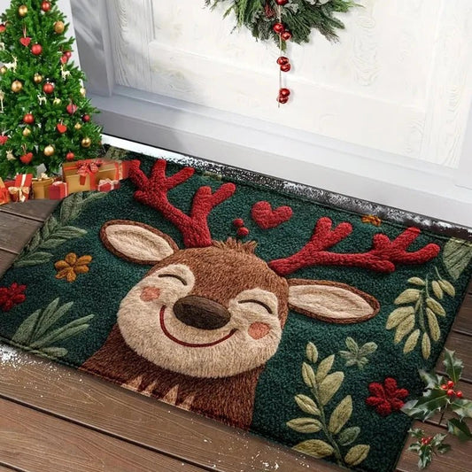 Festive Holiday Door Mat - Durable Santa Claus & Gingerbread Design for Indoor/Outdoor Use 0