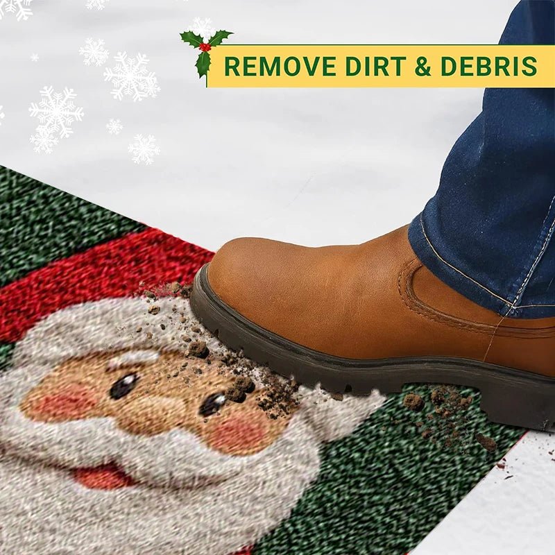 Festive Holiday Door Mat - Durable Santa Claus & Gingerbread Design for Indoor/Outdoor Use 3