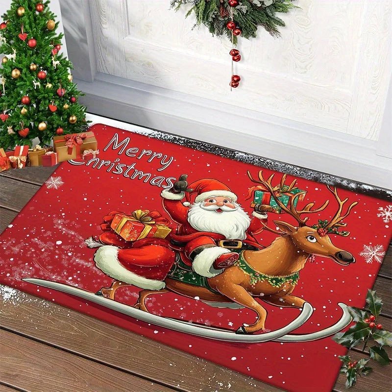 Festive Holiday Door Mat - Durable Santa Claus & Gingerbread Design for Indoor/Outdoor Use 8