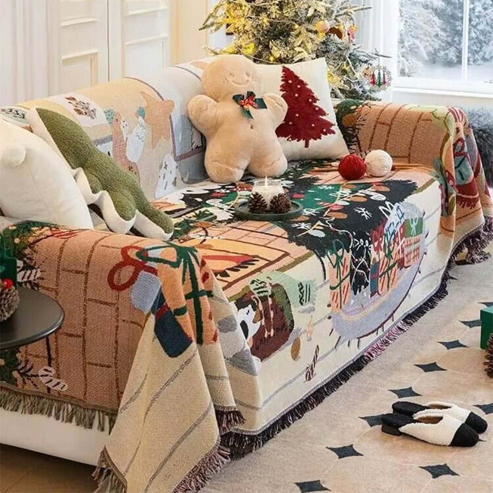 Festive Home - Christmas-Themed Sofa Cover, Soft Jacquard Knit, Easy Care 1