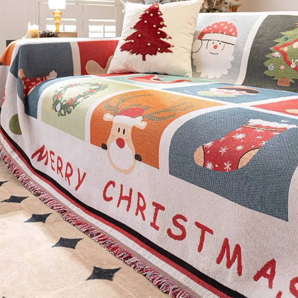 Festive Home - Christmas-Themed Sofa Cover, Soft Jacquard Knit, Easy Care 3