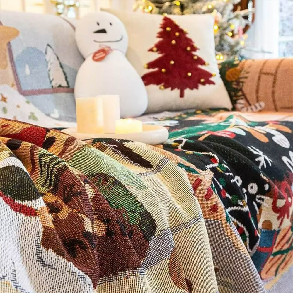 Festive Home - Christmas-Themed Sofa Cover, Soft Jacquard Knit, Easy Care 5