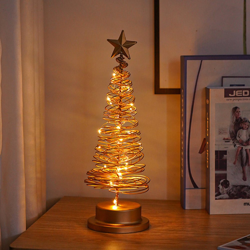 Festive LED Christmas Tree - Spiral Design & Star Top, 33cm Christmas Decor 0