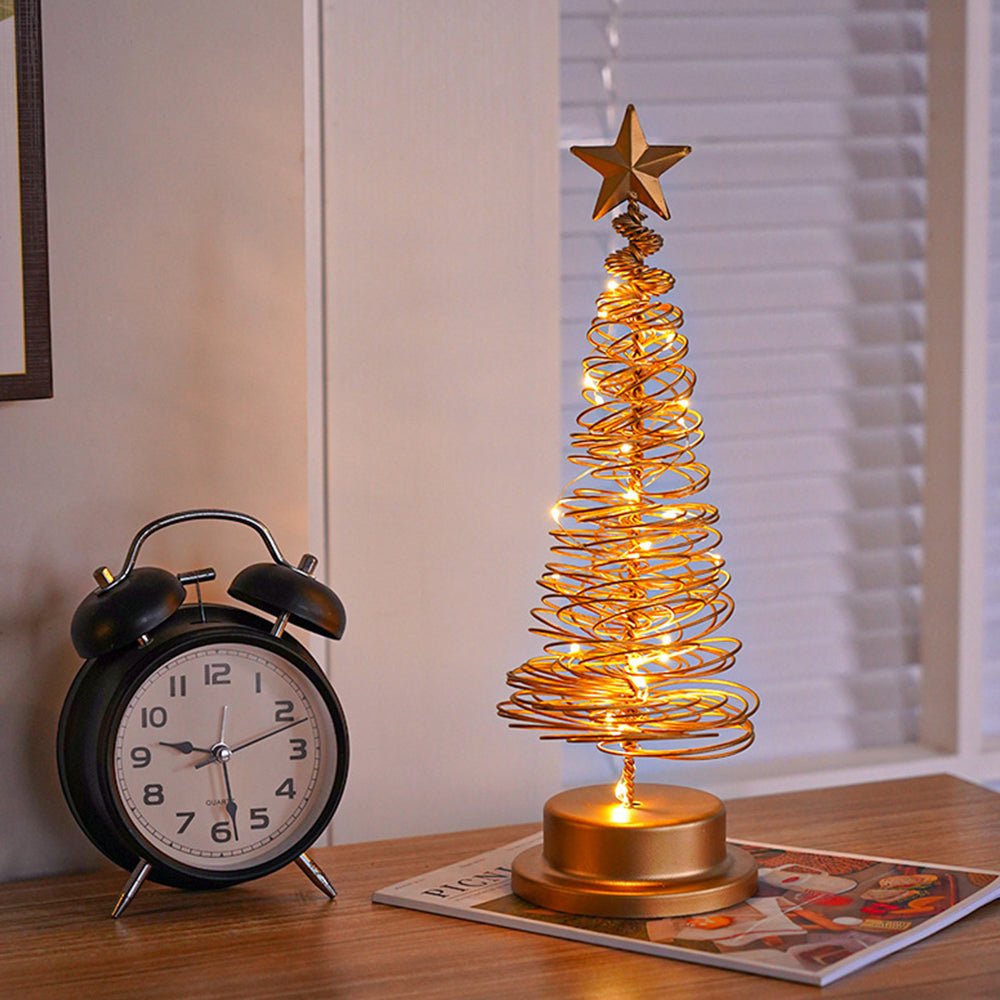 Festive LED Christmas Tree - Spiral Design & Star Top, 33cm Christmas Decor 1