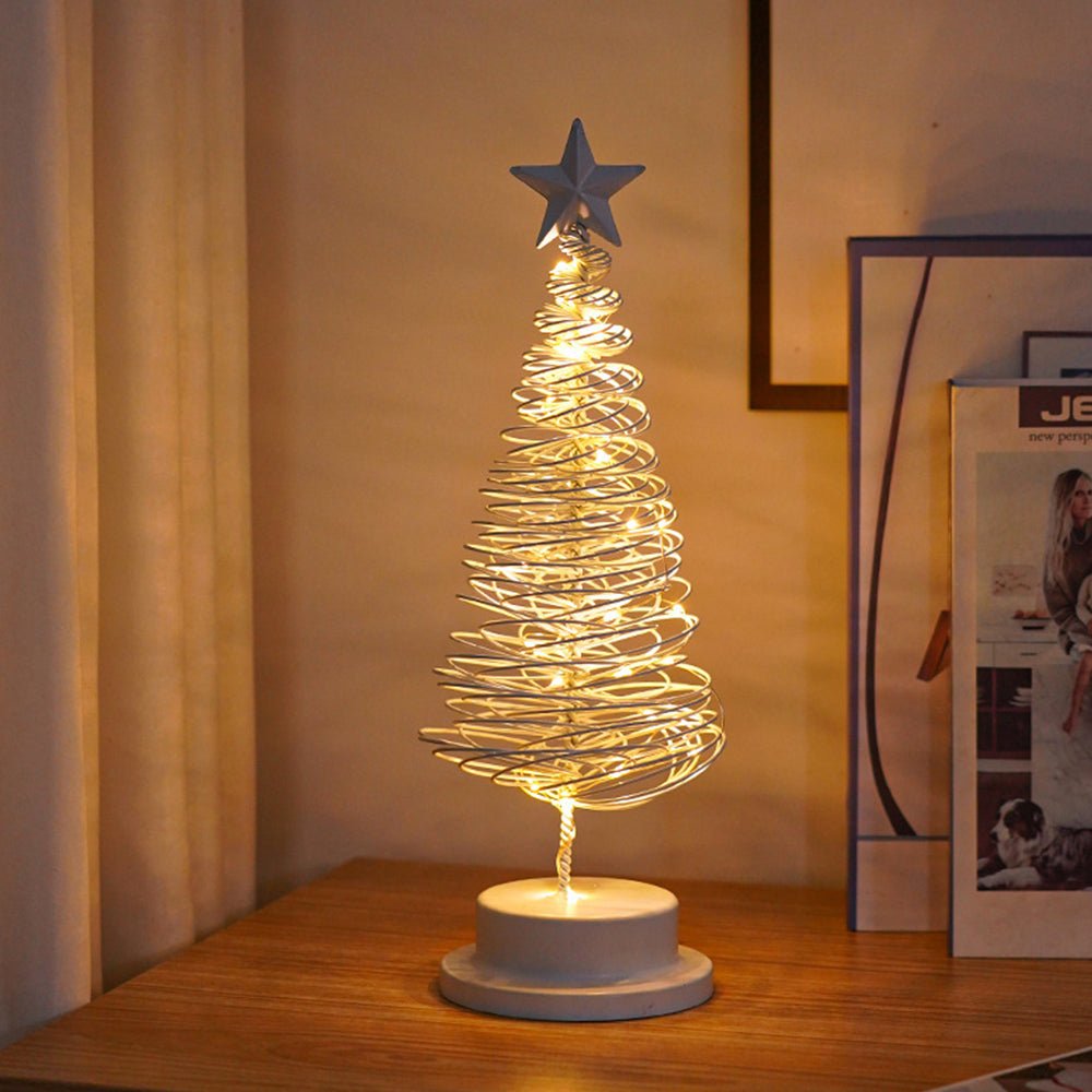 Festive LED Christmas Tree - Spiral Design & Star Top, 33cm Christmas Decor 3