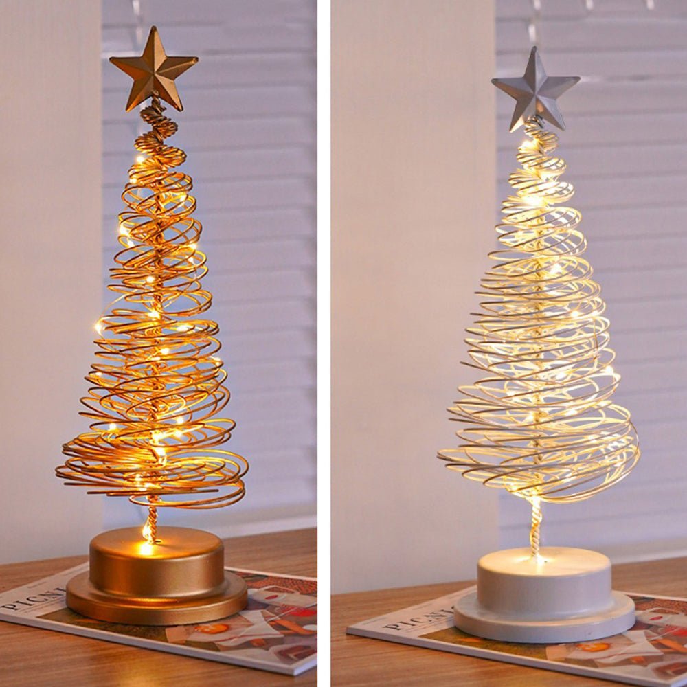 Festive LED Christmas Tree - Spiral Design & Star Top, 33cm Christmas Decor 4