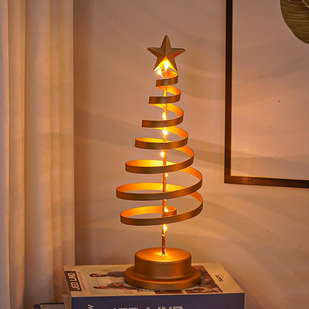 Festive LED Christmas Tree - Spiral Design & Star Top, 33cm Christmas Decor 5