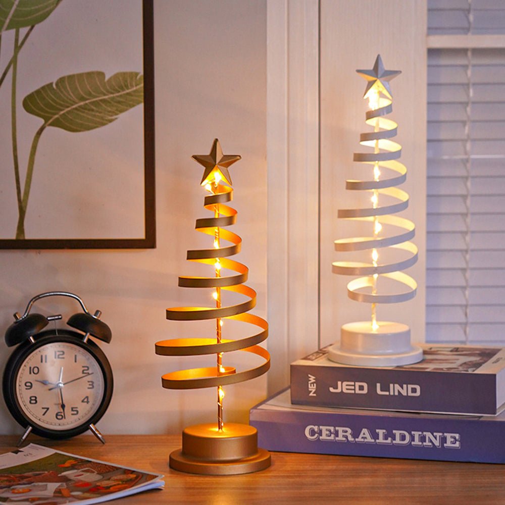 Festive LED Christmas Tree - Spiral Design & Star Top, 33cm Christmas Decor 6