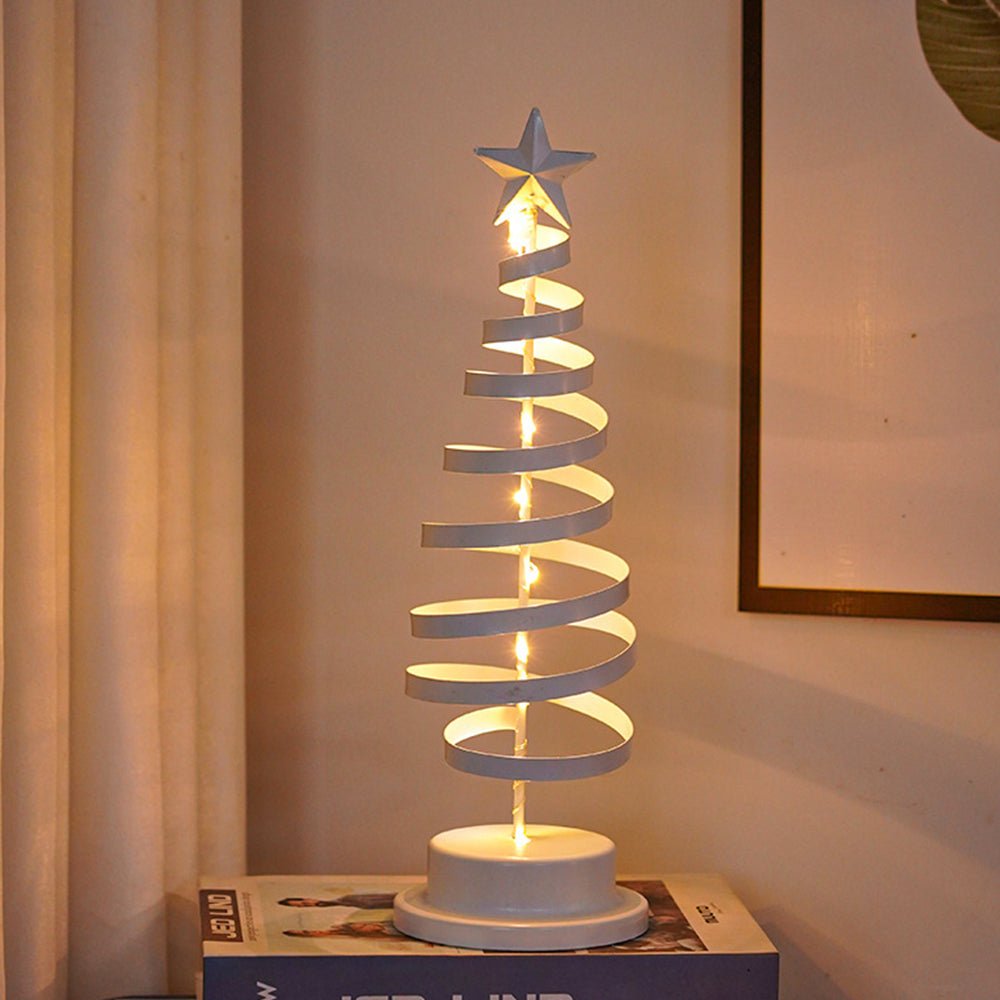 Festive LED Christmas Tree - Spiral Design & Star Top, 33cm Christmas Decor 9