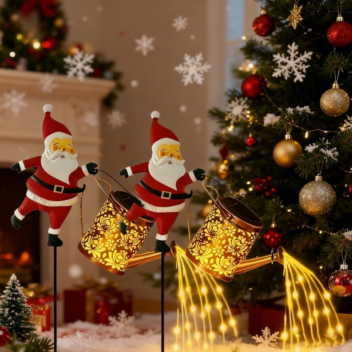 Festive Solar Santa Watering Can Lantern - Enchanting Garden Light for Outdoor Use 10