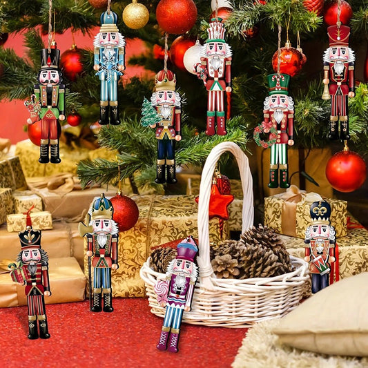 Festive Wooden Nutcracker Decorative Set - 12PCS Christmas Figures for Home Decor 0
