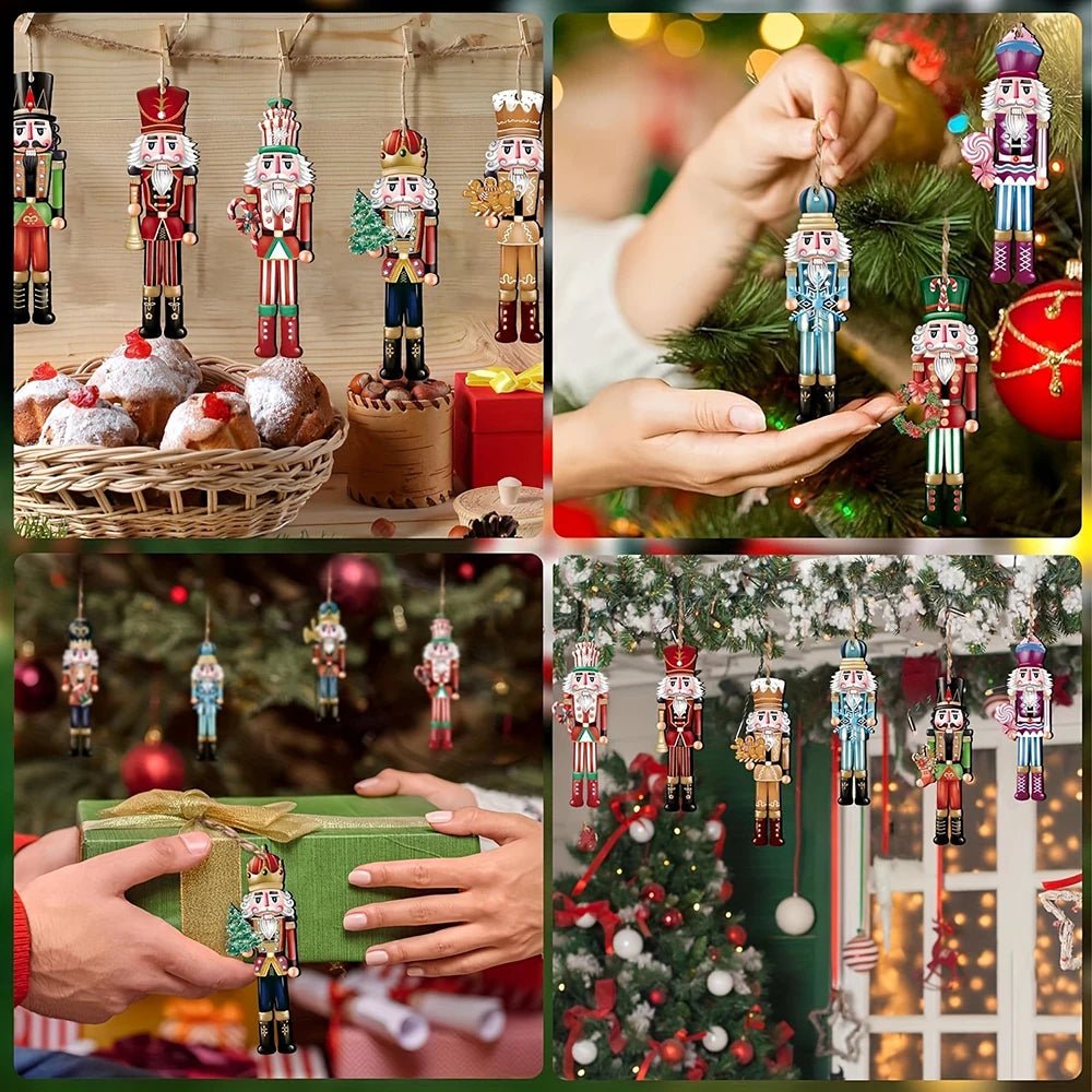Festive Wooden Nutcracker Decorative Set - 12PCS Christmas Figures for Home Decor 1