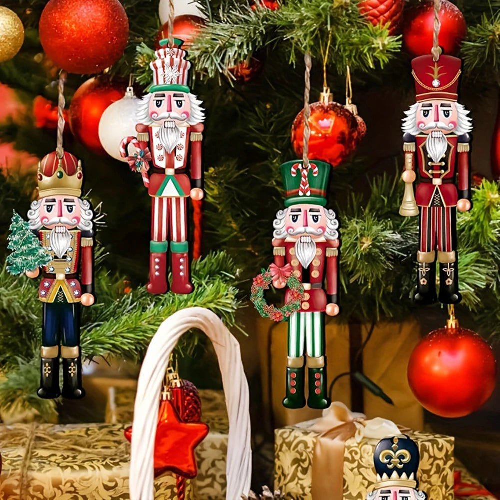 Festive Wooden Nutcracker Decorative Set - 12PCS Christmas Figures for Home Decor 3