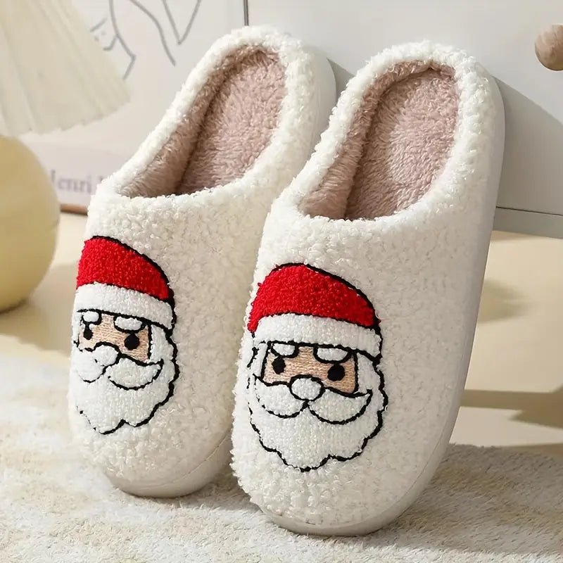 FluffSteps Cartoon Christmas Deer Print Warm Non-Slip Slippers for Winter 1