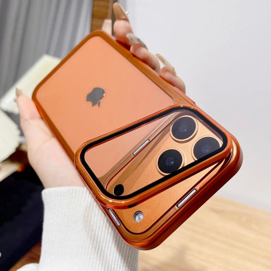 Foldable Glass Camera Stand Holder Case for iPhone 17 Series - Ultra-Thin, Shockproof, Transparent Design 0