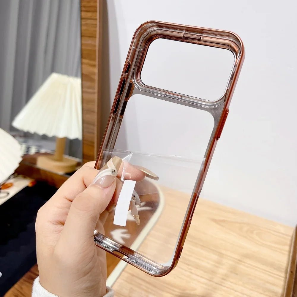 Foldable Glass Camera Stand Holder Case for iPhone 17 Series - Ultra-Thin, Shockproof, Transparent Design 3