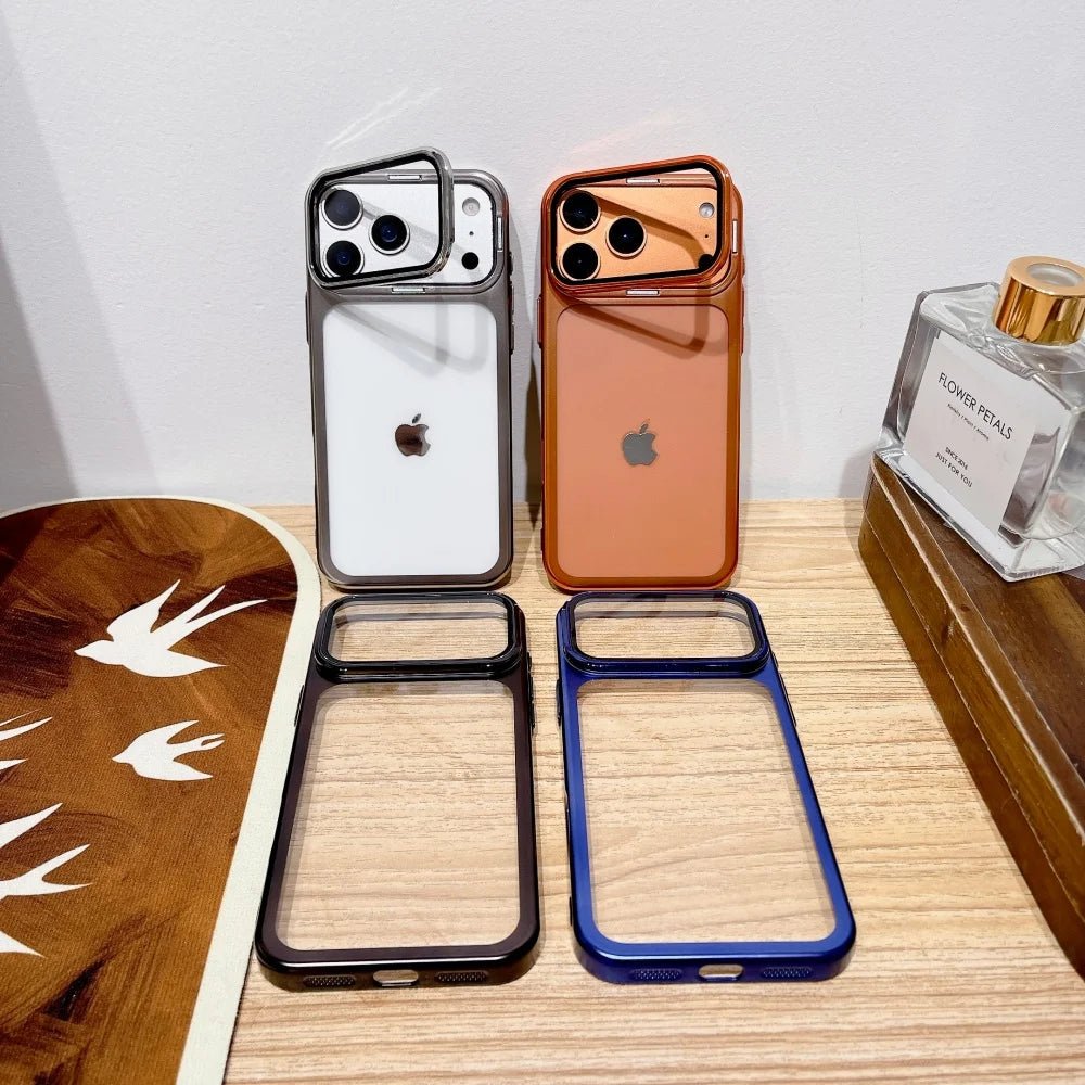 Foldable Glass Camera Stand Holder Case for iPhone 17 Series - Ultra-Thin, Shockproof, Transparent Design 5