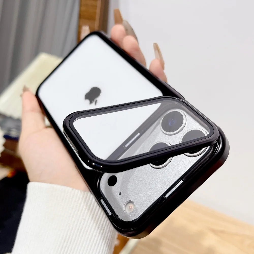 Foldable Glass Camera Stand Holder Case for iPhone 17 Series - Ultra-Thin, Shockproof, Transparent Design 7