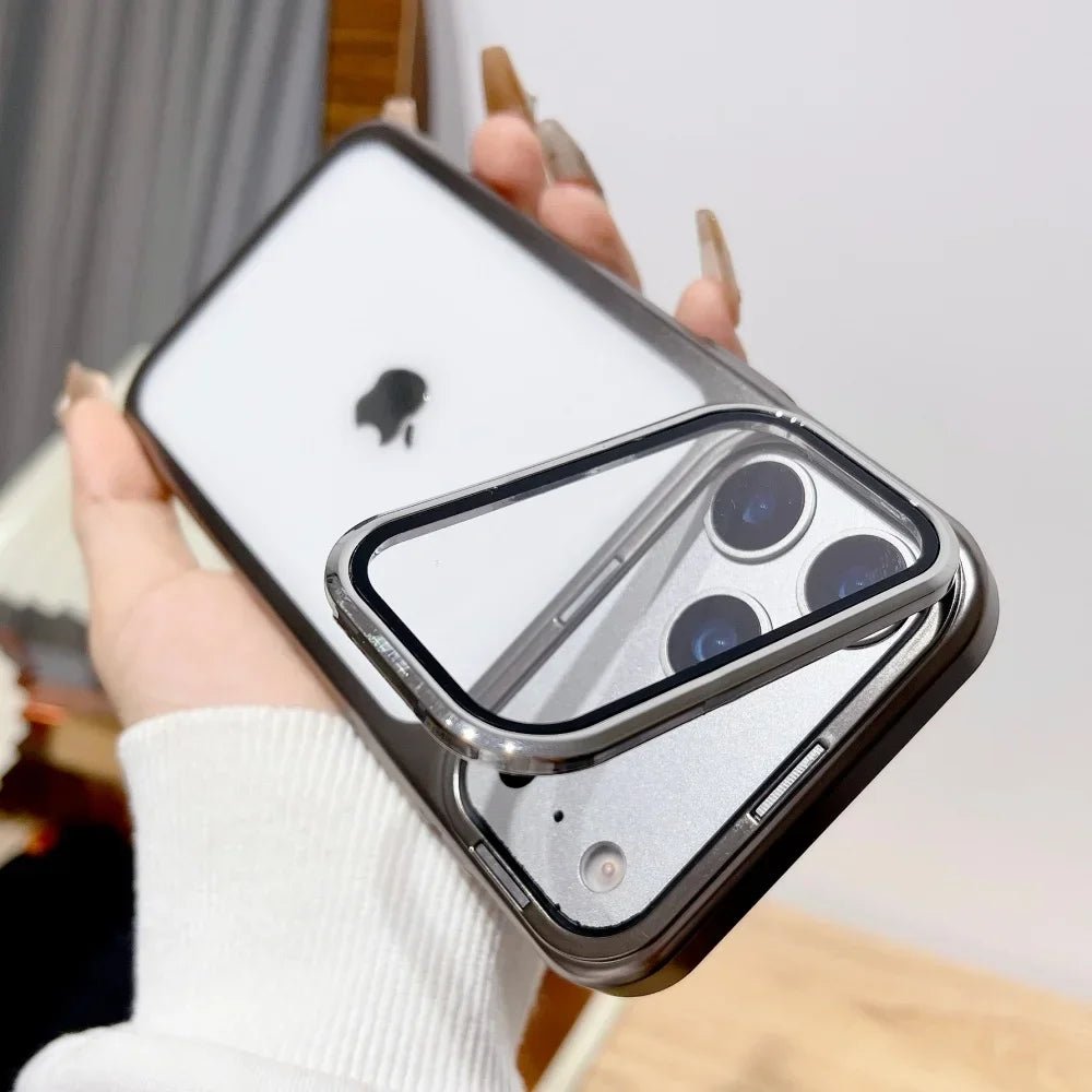 Foldable Glass Camera Stand Holder Case for iPhone 17 Series - Ultra-Thin, Shockproof, Transparent Design 8