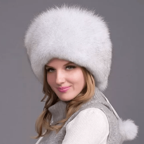 Frostique – Luxurious Winter Hat Made of 100% Natural Fox Fur with Ear Flaps