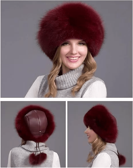 Frostique – Luxurious Winter Hat Made of 100% Natural Fox Fur with Ear Flaps