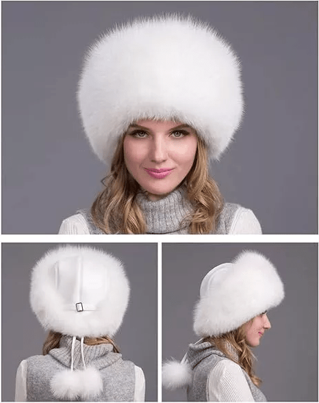 Frostique – Luxurious Winter Hat Made of 100% Natural Fox Fur with Ear Flaps