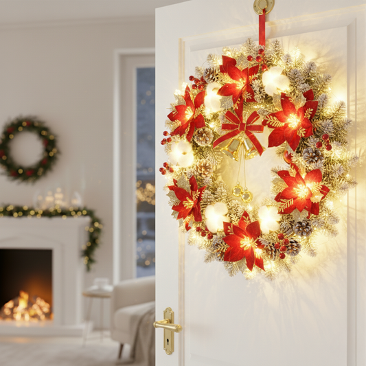 WREATHBELL - Kerst LED Krans met Belletjes & Ornamenten voor Feestvreugde