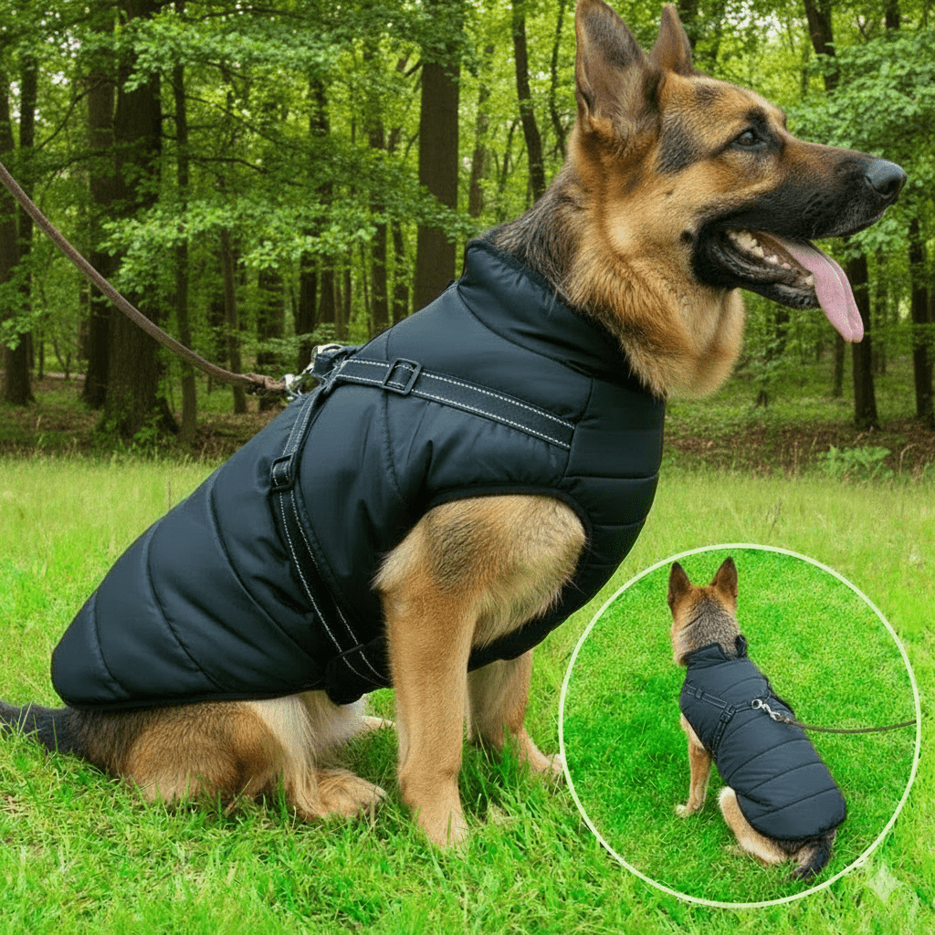 SHERPAWARM – Waterproof Dog Coat with Sherpa Fleece & Integrated Harness