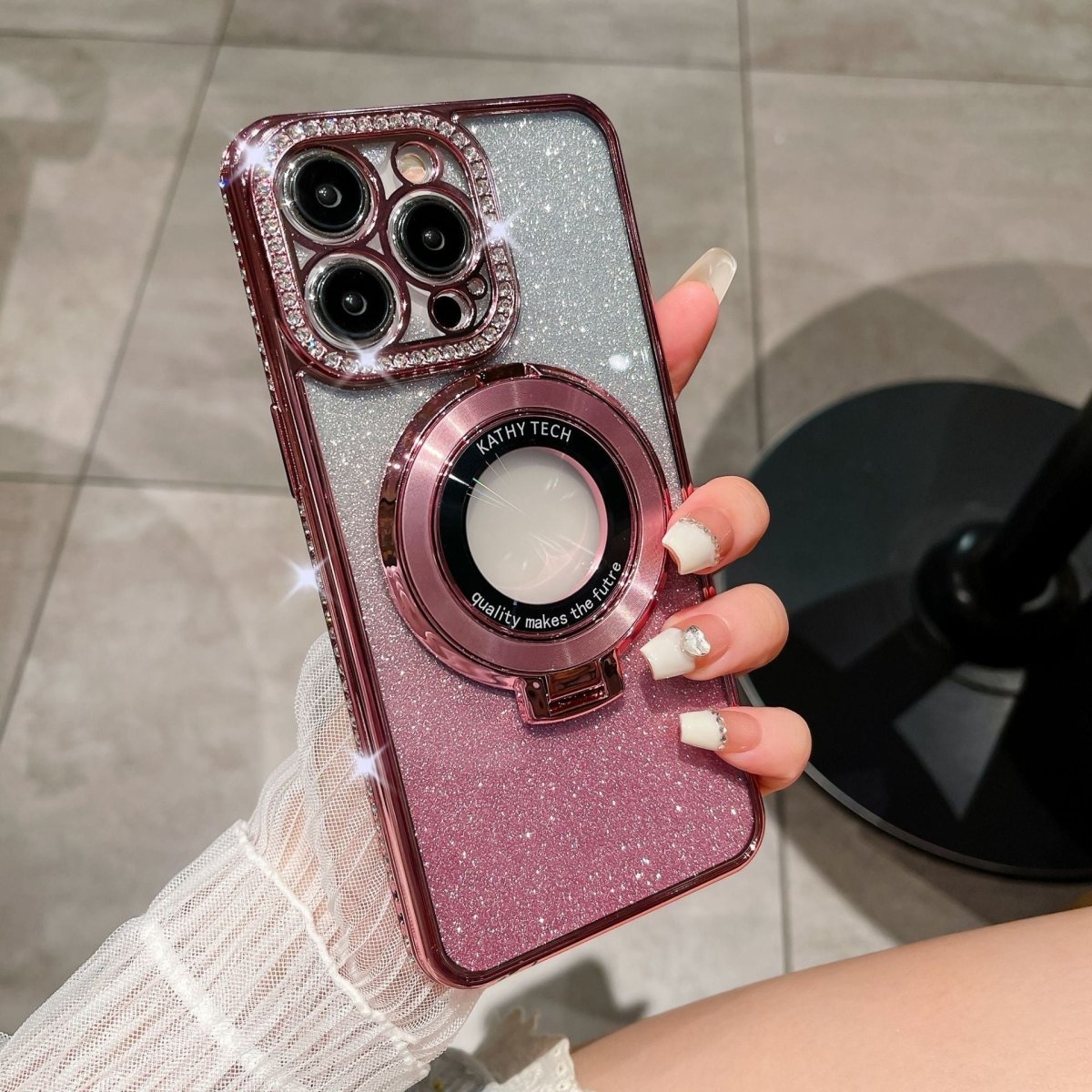 Glitter Diamond Magnetic Ring Holder for iPhone - Enhanced Grip & Stand 1