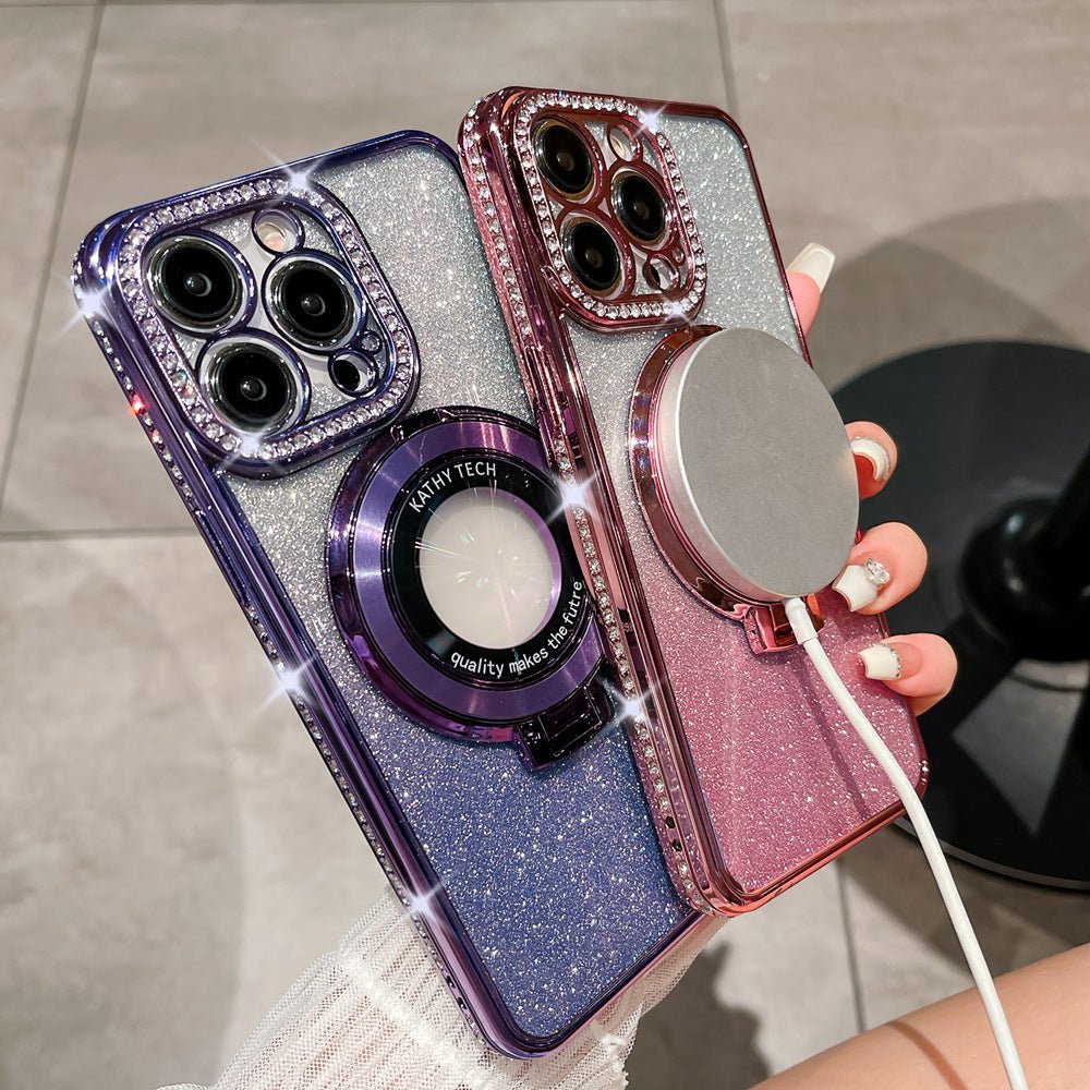 Glitter Diamond Magnetic Ring Holder for iPhone - Enhanced Grip & Stand 2