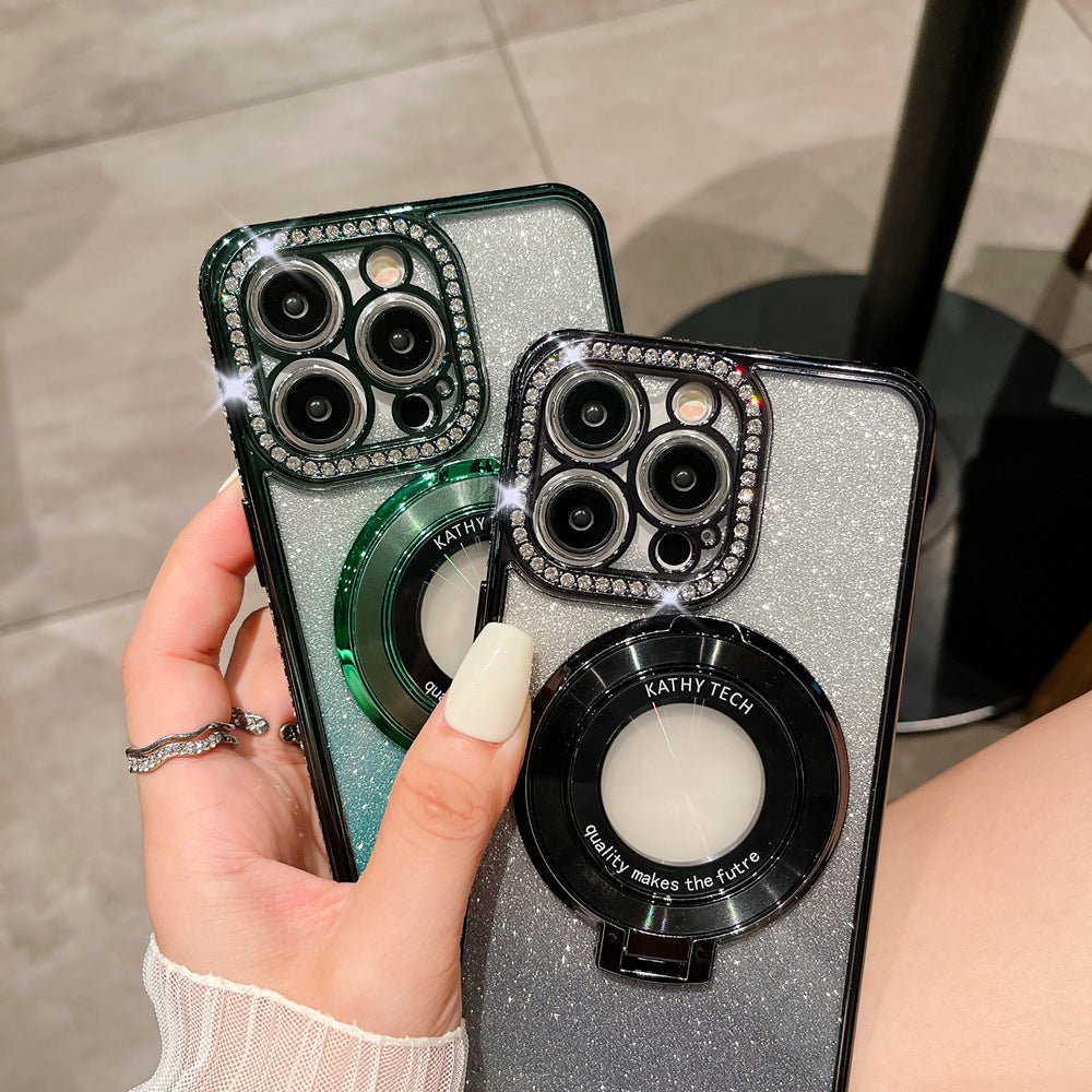 Glitter Diamond Magnetic Ring Holder for iPhone - Enhanced Grip & Stand 3