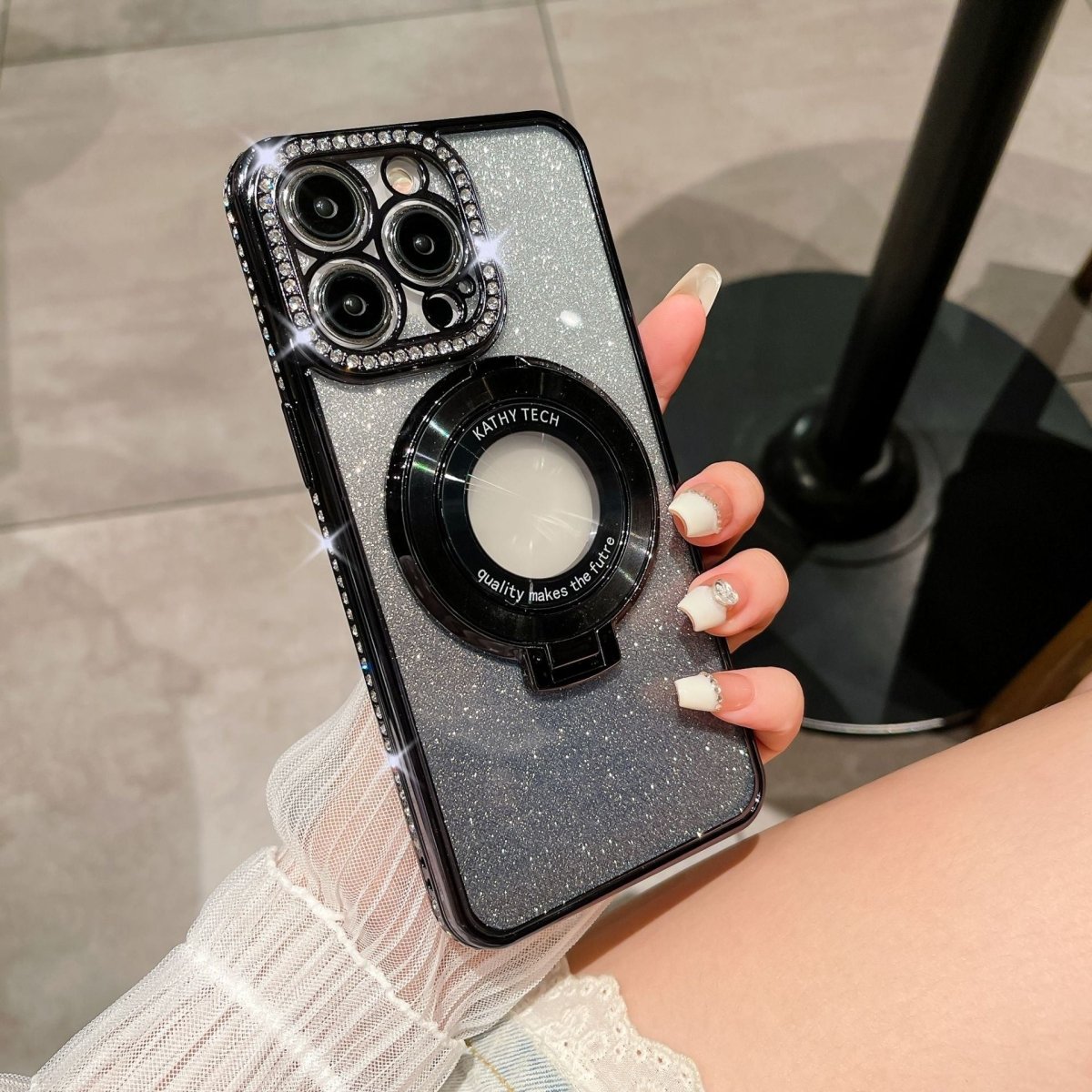 Glitter Diamond Magnetic Ring Holder for iPhone - Enhanced Grip & Stand 7