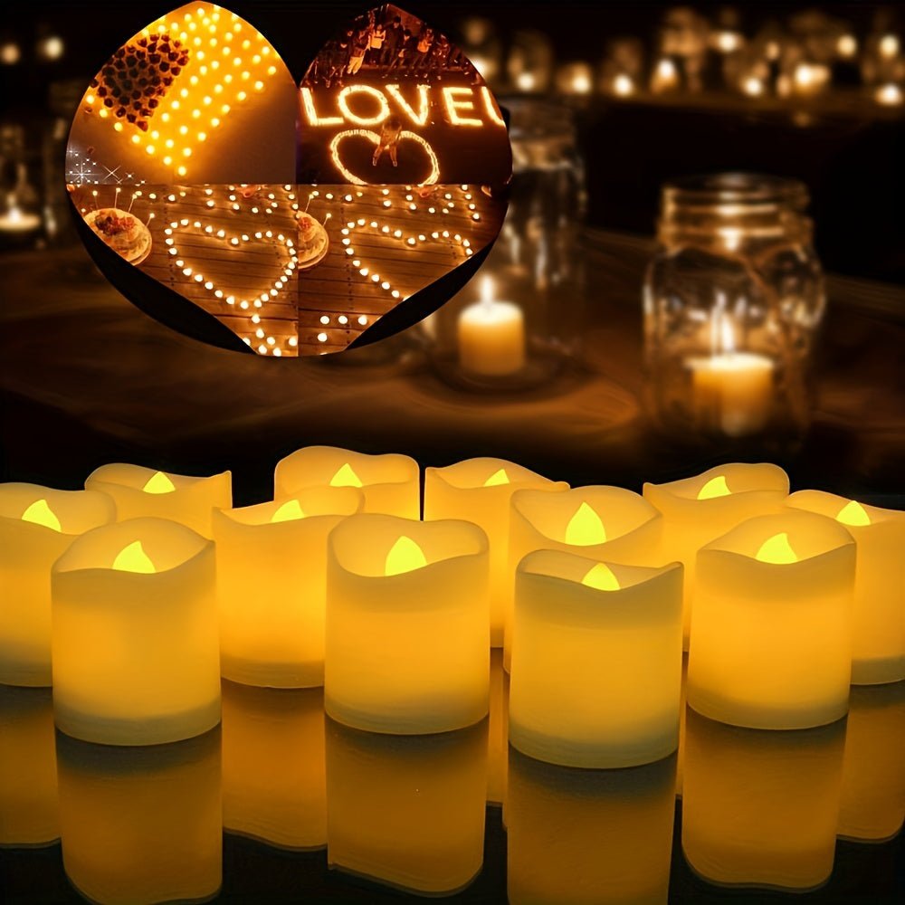 GlowFlicker Flameless LED Tea Lights - Safe, Battery-Powered, Warm Flickering Light - 24/50/100 Pack for Weddings & Home Decor 2