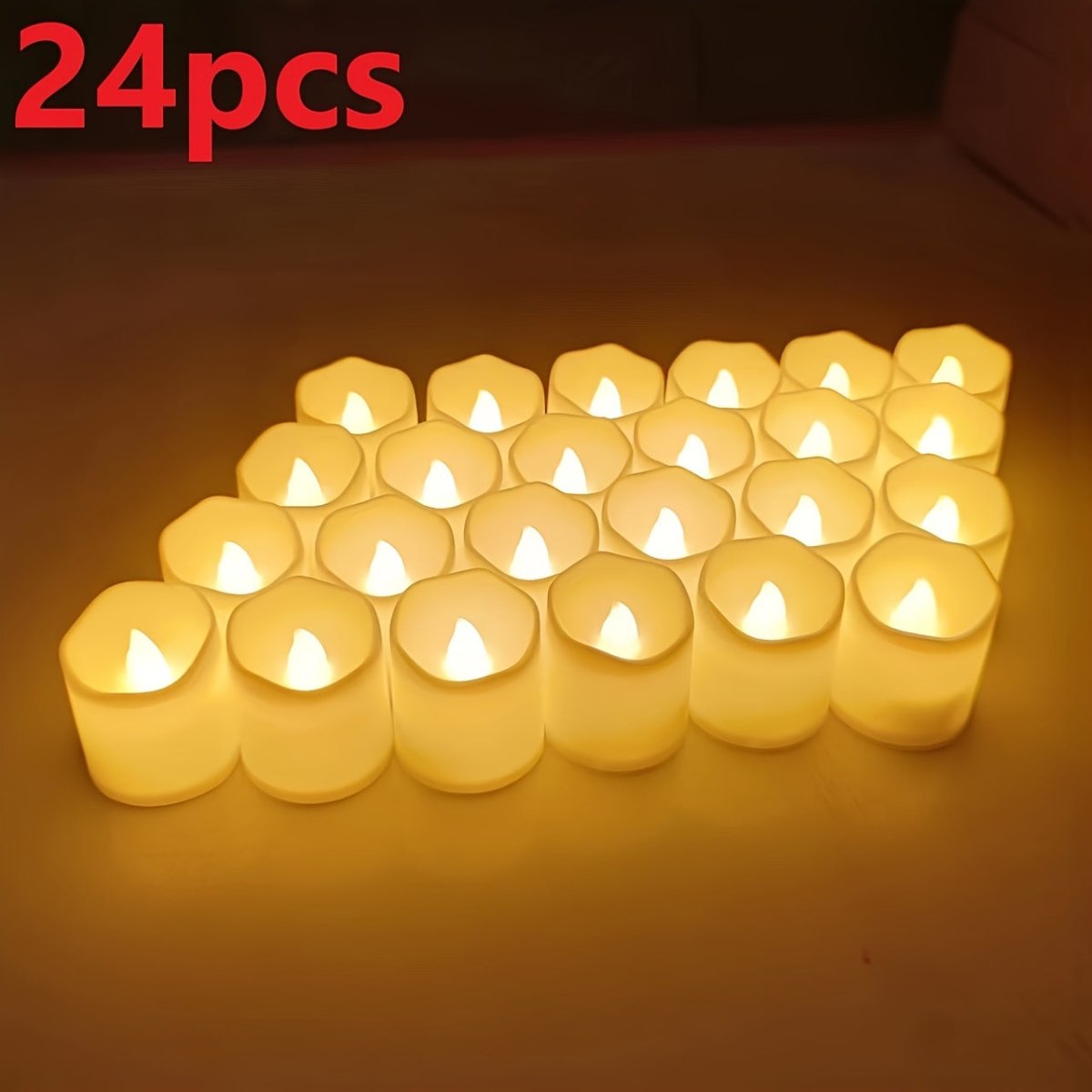 GlowFlicker Flameless LED Tea Lights - Safe, Battery-Powered, Warm Flickering Light - 24/50/100 Pack for Weddings & Home Decor 3