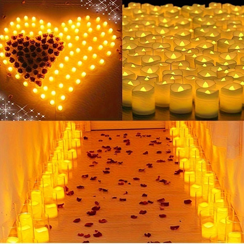 GlowFlicker Flameless LED Tea Lights - Safe, Battery-Powered, Warm Flickering Light - 24/50/100 Pack for Weddings & Home Decor 7
