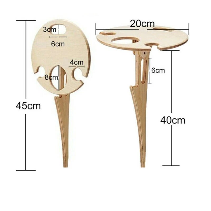 VINETRIP – Portable Wooden Wine Table Folding Outdoor Glass Holder for Picnics & Camping