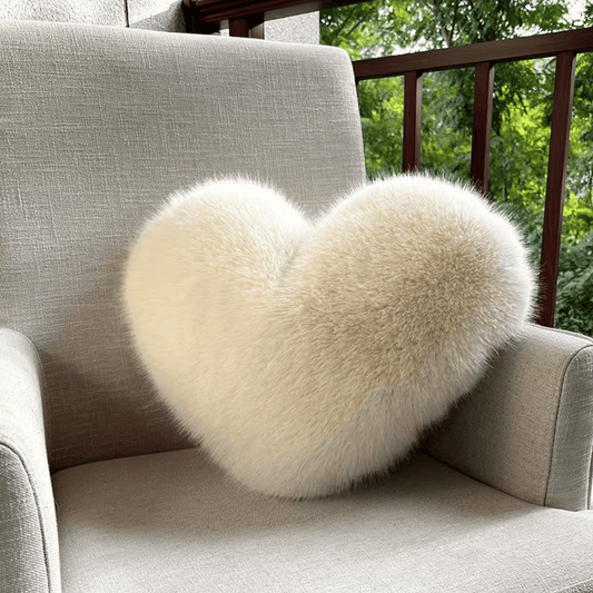HEARTLUX – Soft Faux Fur Heart Pillow for Modern Home Decor 0
