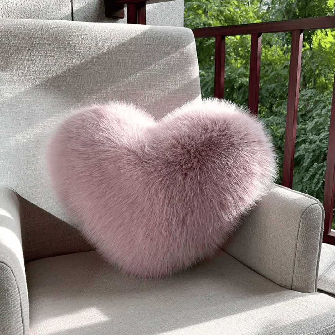 HEARTLUX – Soft Faux Fur Heart Pillow for Modern Home Decor 5