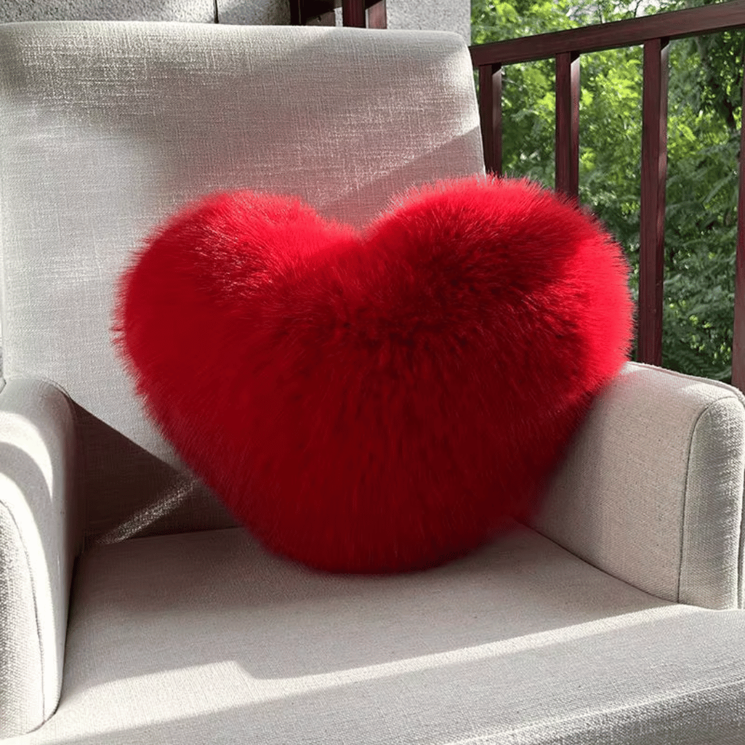 HEARTLUX – Soft Faux Fur Heart Pillow for Modern Home Decor 6