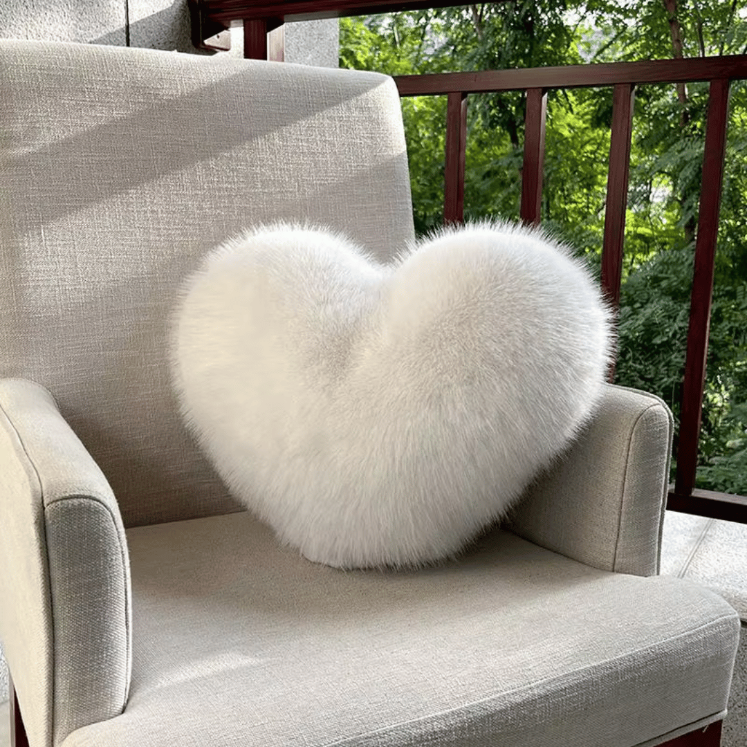HEARTLUX – Soft Faux Fur Heart Pillow for Modern Home Decor 7