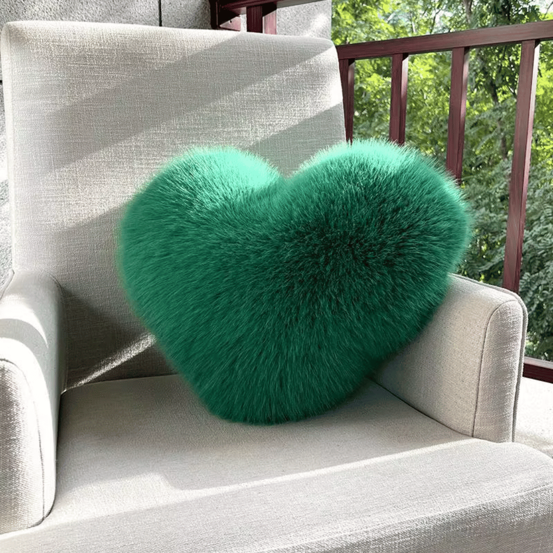 HEARTLUX – Soft Faux Fur Heart Pillow for Modern Home Decor 8