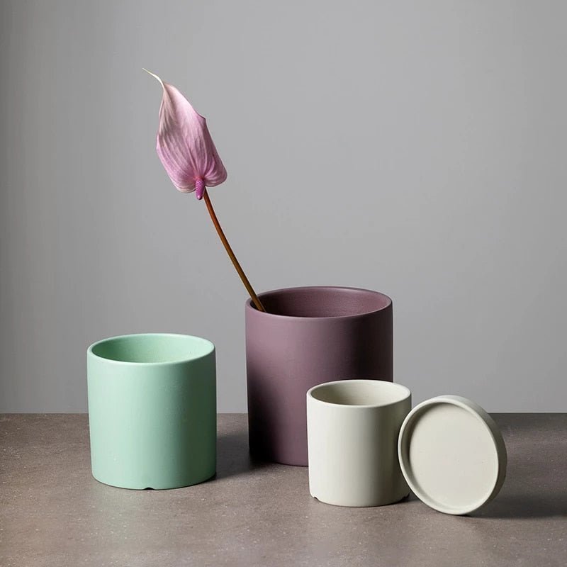 Handmade Ceramic Plant Pot with Drainage Saucer - Elegant Indoor Planter for Flowers 4