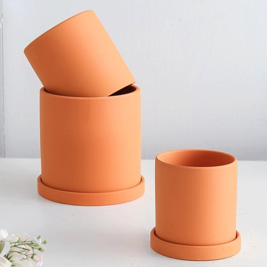 Handmade Ceramic Plant Pot with Drainage Saucer - Elegant Indoor Planter for Flowers 6