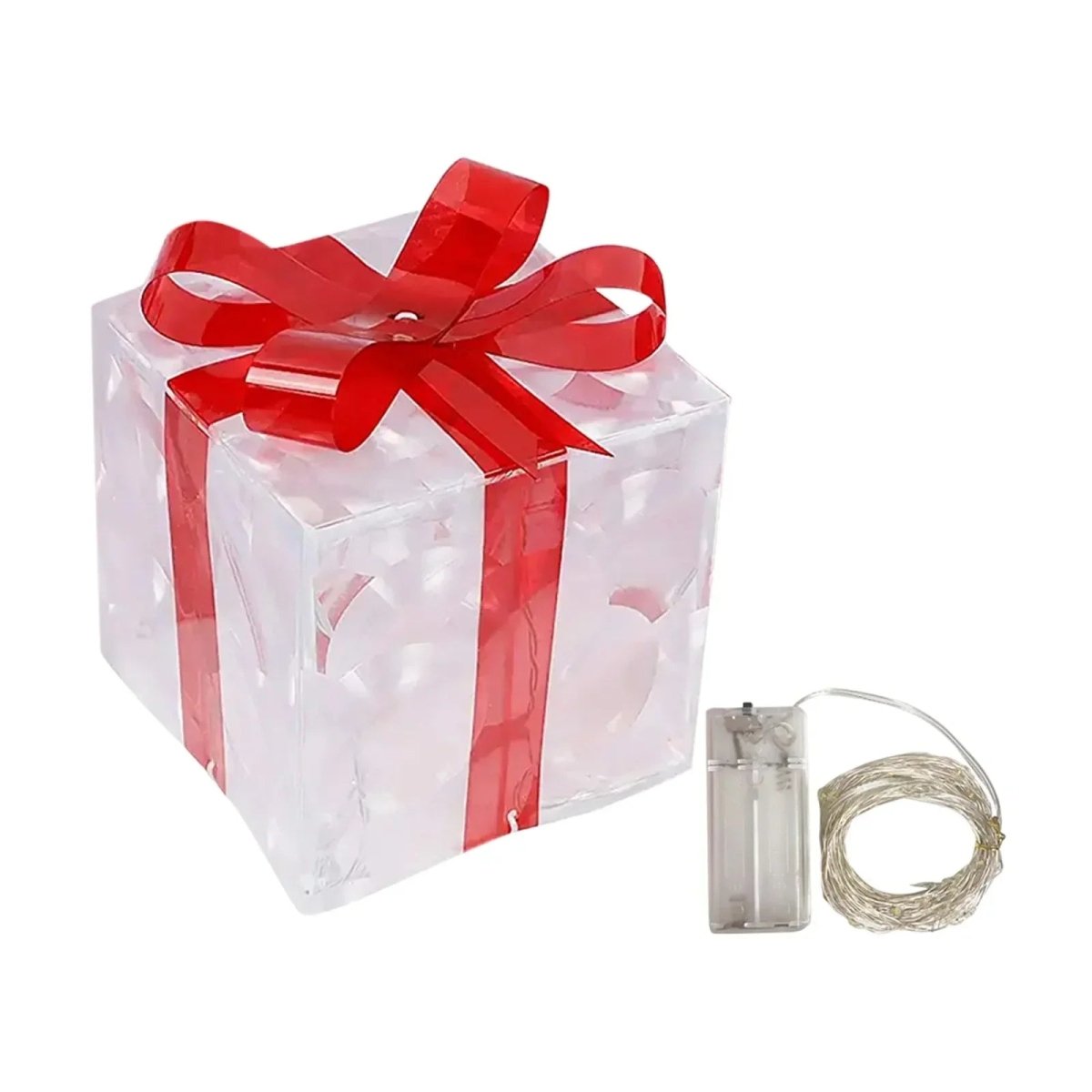 Illuminated Christmas Gift Box Ornament with 100 LED Lights for Holiday Decor 0