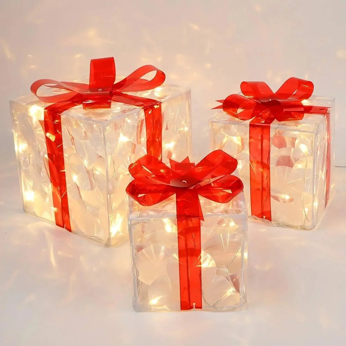 Illuminated Christmas Gift Box Ornament with 100 LED Lights for Holiday Decor 5