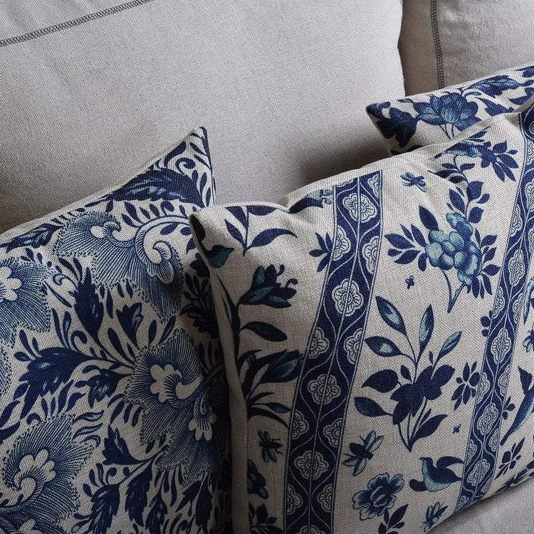 Imperial Blue - Traditional Chinese Porcelain Pattern Cushion Cover, Linen-Cotton Blend, 45x45cm & 30x50cm Options 8