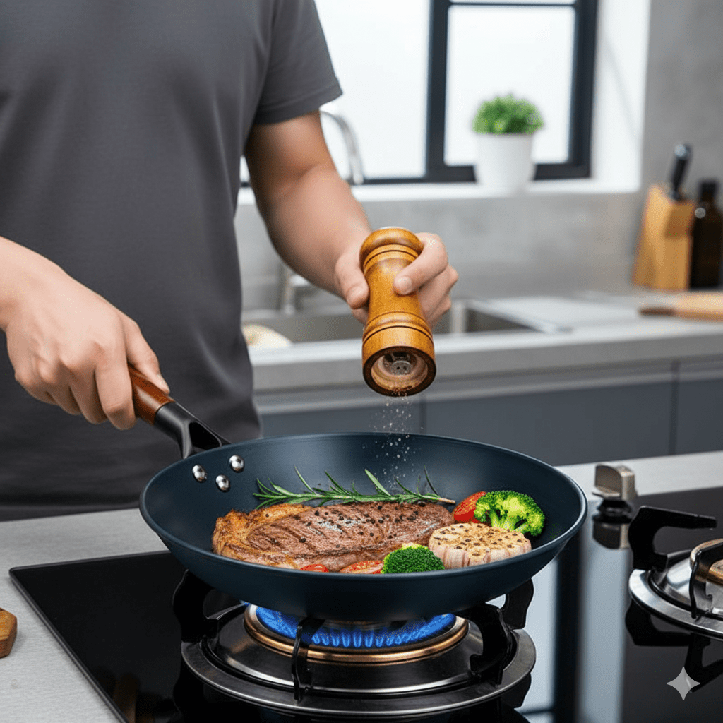 Ironcraft - Premium gietijzeren pan met afneembare beukenhouten steel