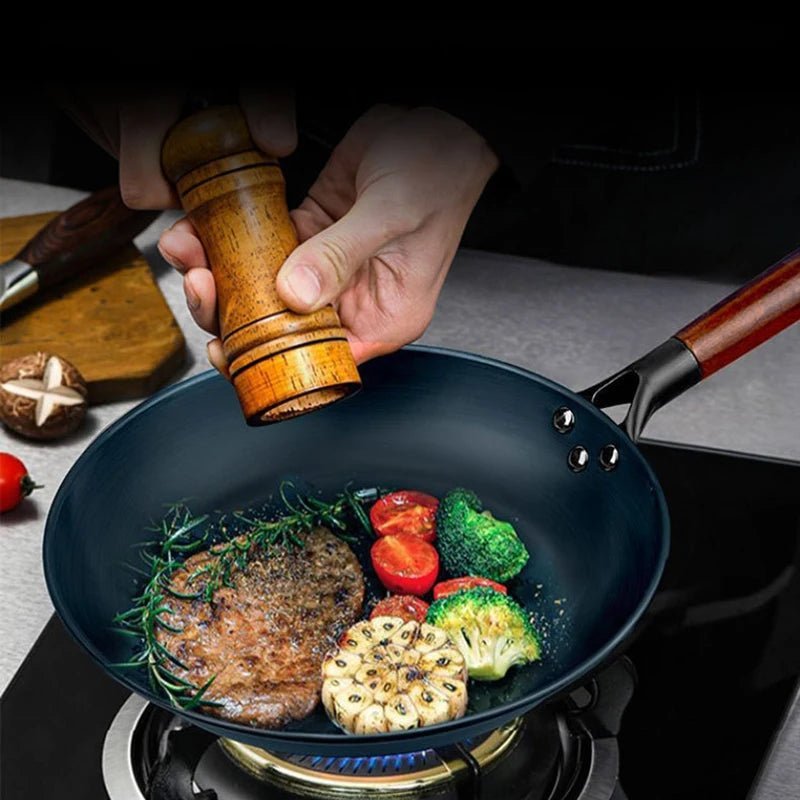 Ironcraft - Premium gietijzeren pan met afneembare beukenhouten steel
