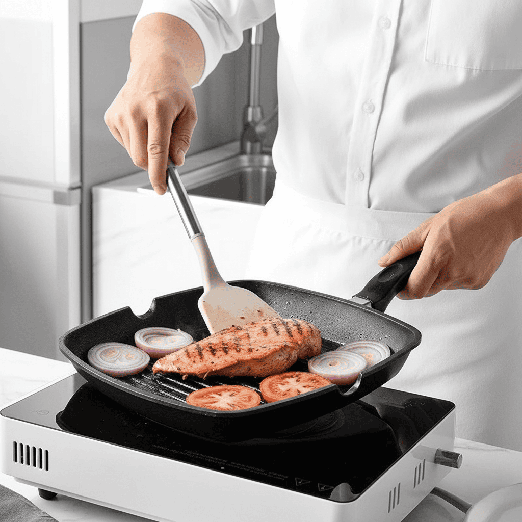 KITCHENORA – Complete Utensil Set with Silicone Heads & Wood-Style Handles 1